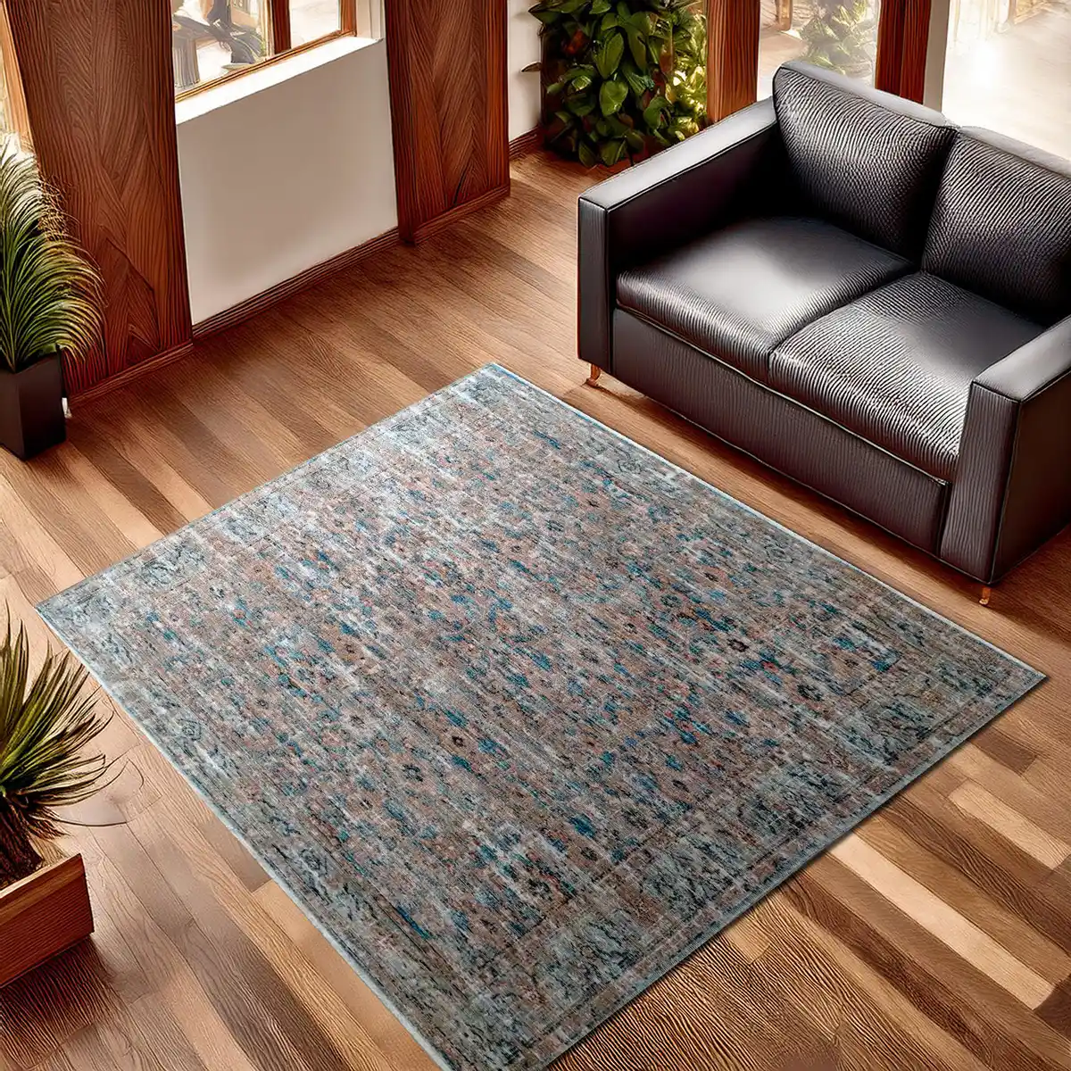 Alfombra Kalpakian Nisa en tamaños large y extra large, en pelo sintético de colores tradicionales